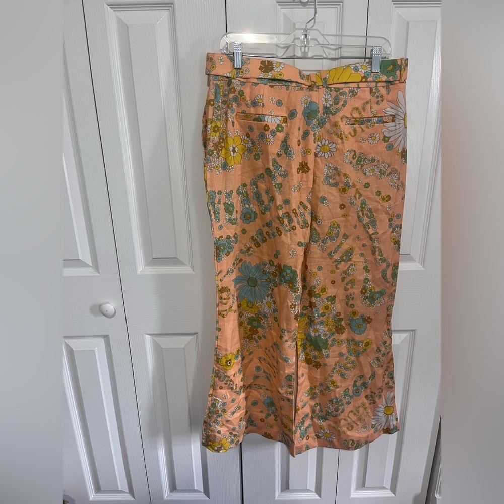 Zimmermann Lola Pants Floral Print Linen Kick-Flare Pants EU 4 (US 12) - Picture 4 of 5